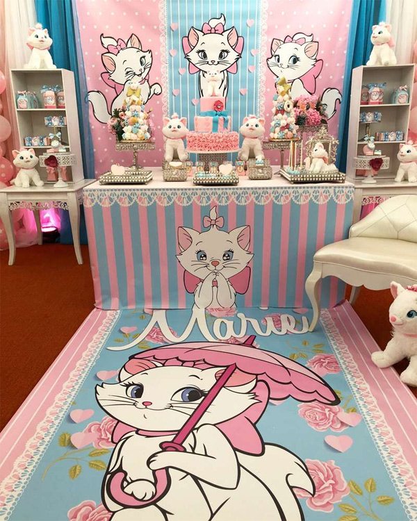 Tema da Gata Marie para decoração de festa infantil